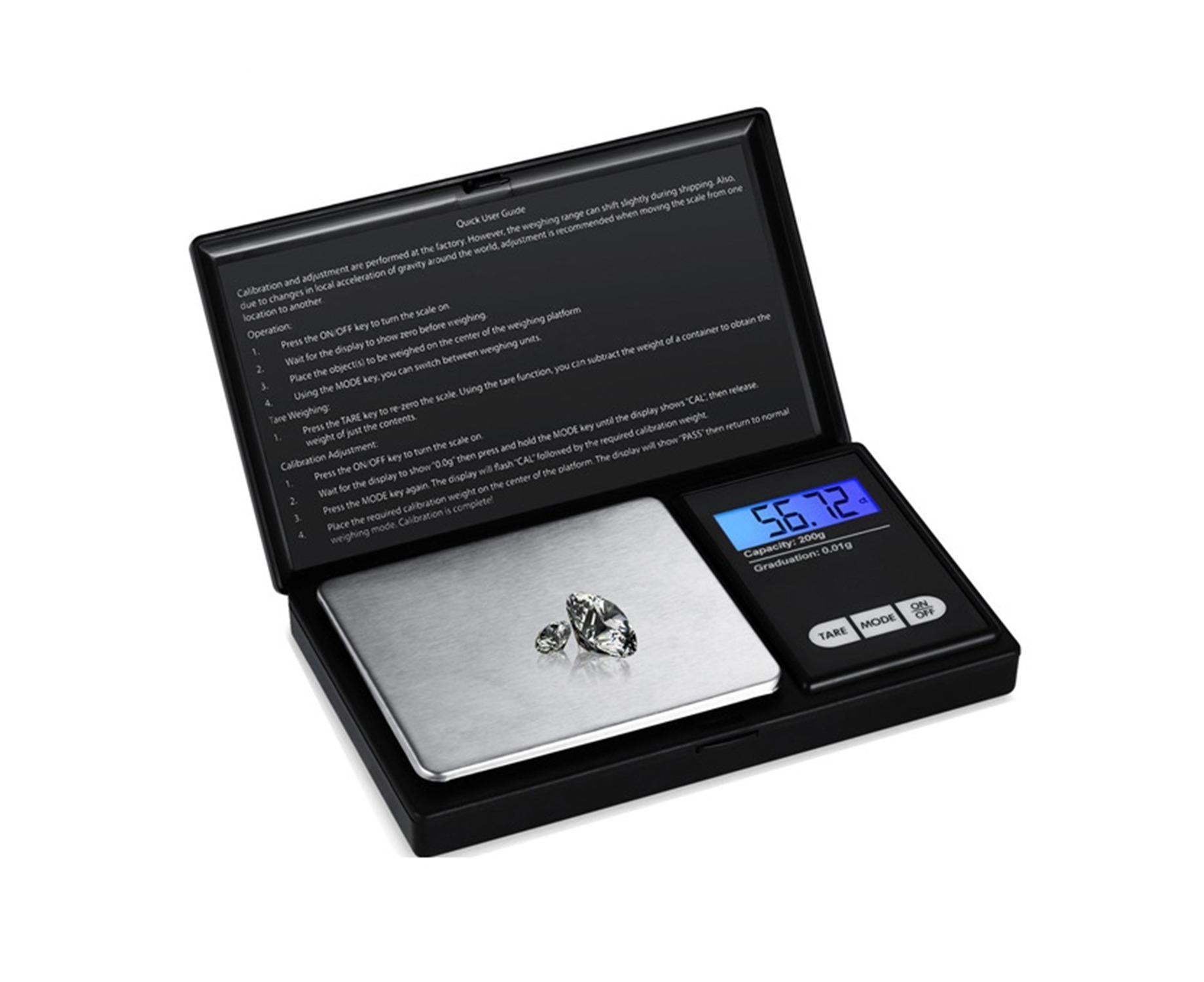 200g Jewelry Scale Digital Pocket Scales LCD Display Scale Small Mini Kitchen Scales Weight g dwt gn ct for Baking Cooking Portable Jewelry