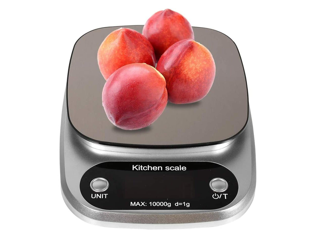 Kitchen Scale Multifunction Digital Stainless Steel Liquid Crystal Kitchen Scale with High Accuracy Range from 1g/0.035oz to 10kg 21*15.5*3cm