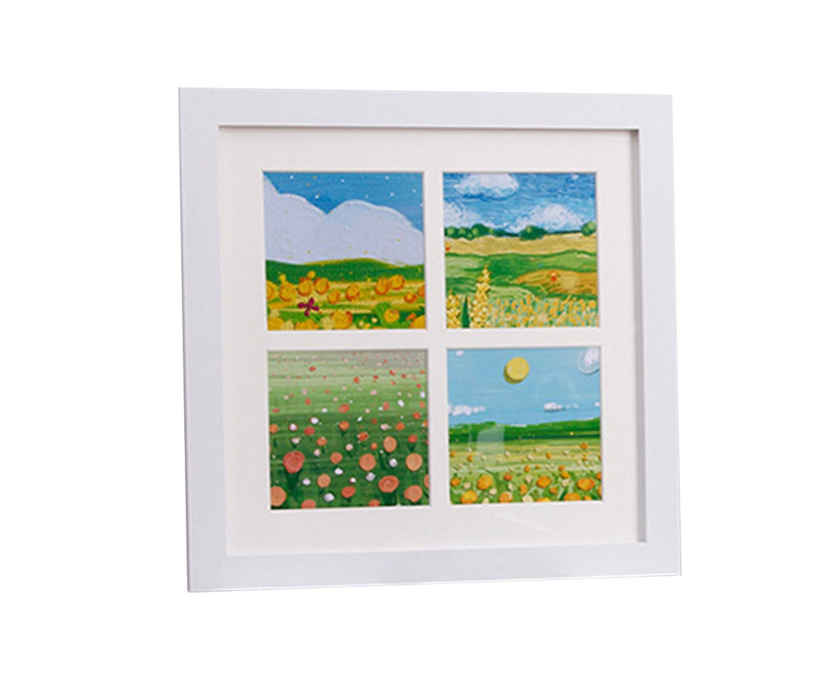 1 Set Painting Frame Not Easily Deformed Sturdy Square 4/9 Grids Picture Display Stands Home Supply - White