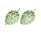 2Pcs Soap Drain Boxes Creative Shape Drainage Design High Durability Dual Layer Store Soaps Punch Free Leaf-Shaped Desktop Soap Trays for Bathroom-Green