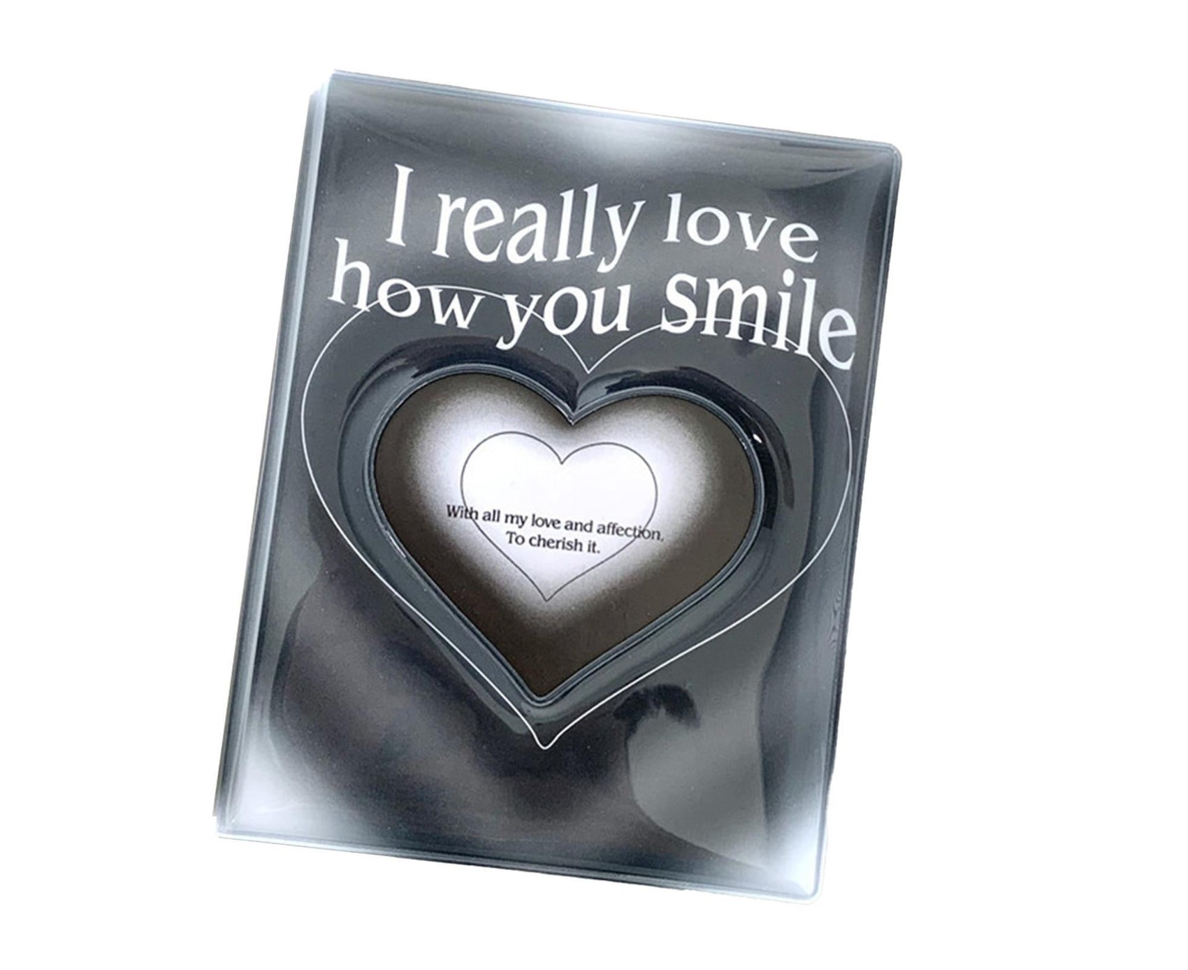 3-inch Photo Album Plastic Sealed Single Compartment Heart Pattern Black Pink Postcard Cinema Ticket Album Student Supplieslack