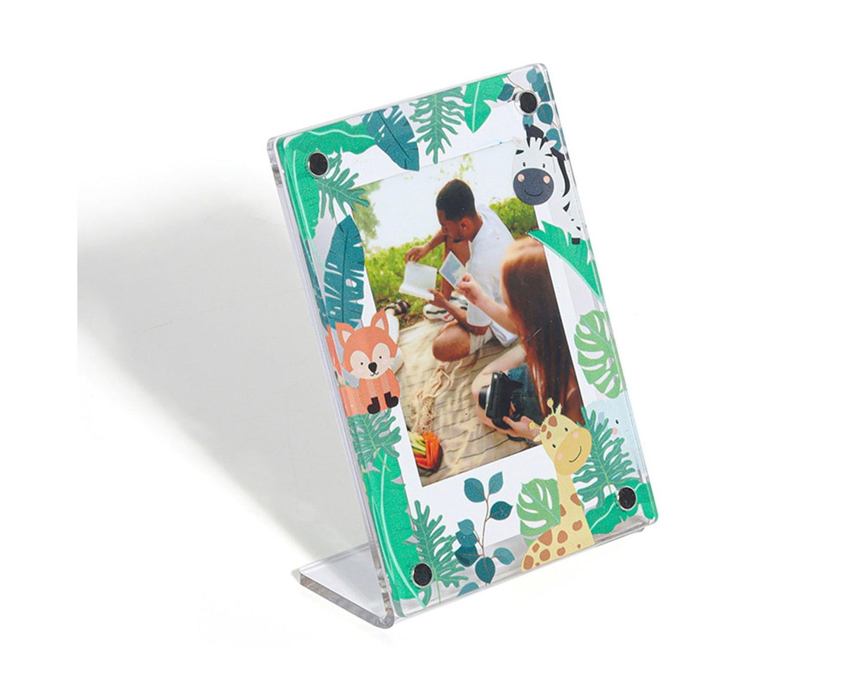 3Inch Photo Frame Cartoon Animal Pattern Desk Acrylic Display Frame Artwork for Family Photos Pressed Flowers