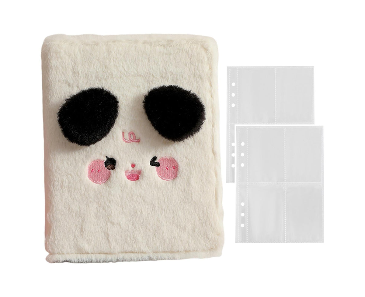 A5 Plush Cartoon Binder with 20 Photo Inner Sleeves Modern Practical Photo Album for Picture Cards Storage - Beige