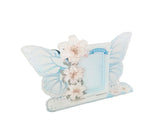 Acrylic Photocard Holder Rose Lily Flower Theme Heavy Duty Standing Mini Photo Stand Picture Display Frame Table Decoration - Blue