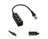 Ethernet Network RJ45 1 Male to 3 Female Connector Splitter Converter Cable - Black