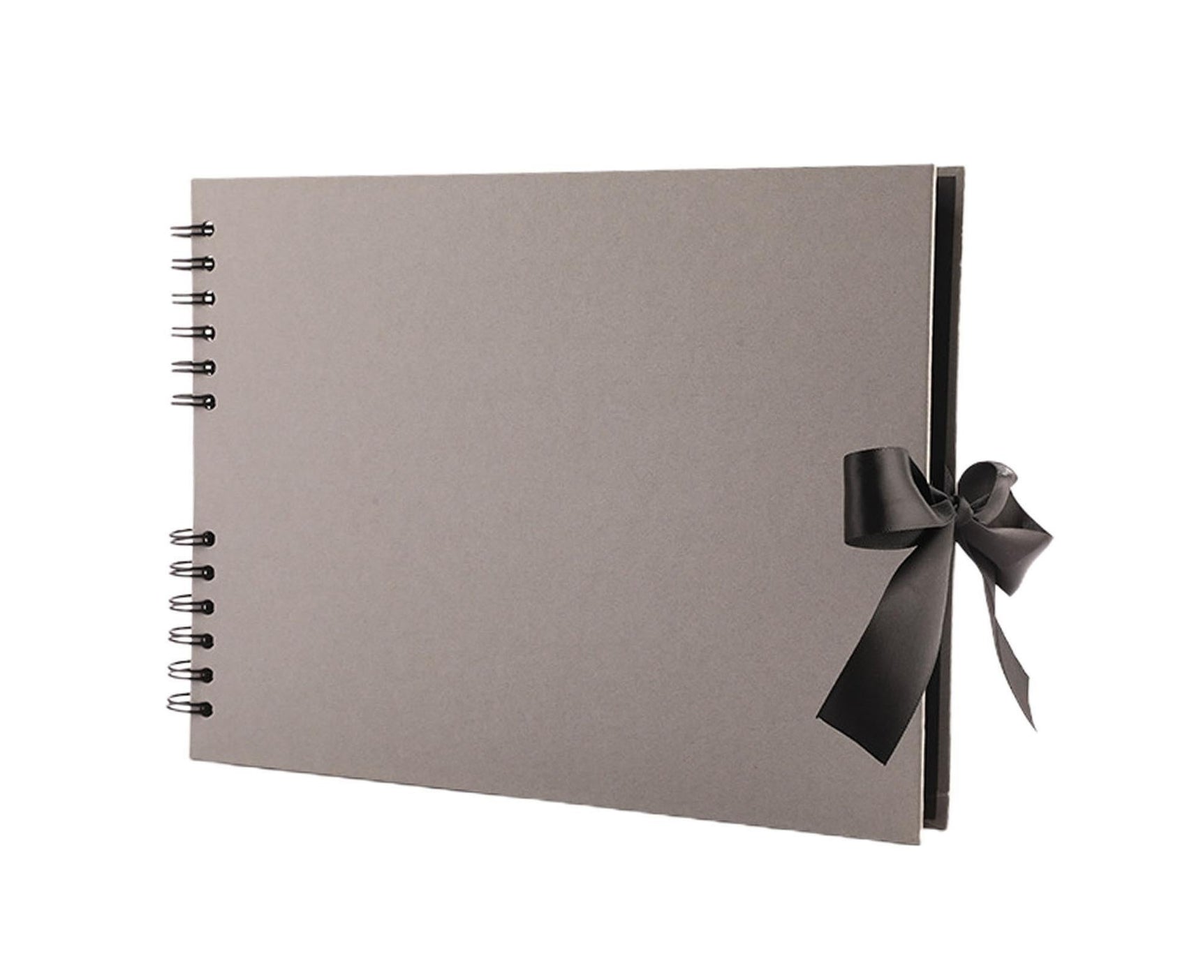 Double Coil Thickened Paper Ribbon Bowknot Photo Album 40 Sheets 80 Pages Stickup Picture Storage Book Photo Accessories - Grey