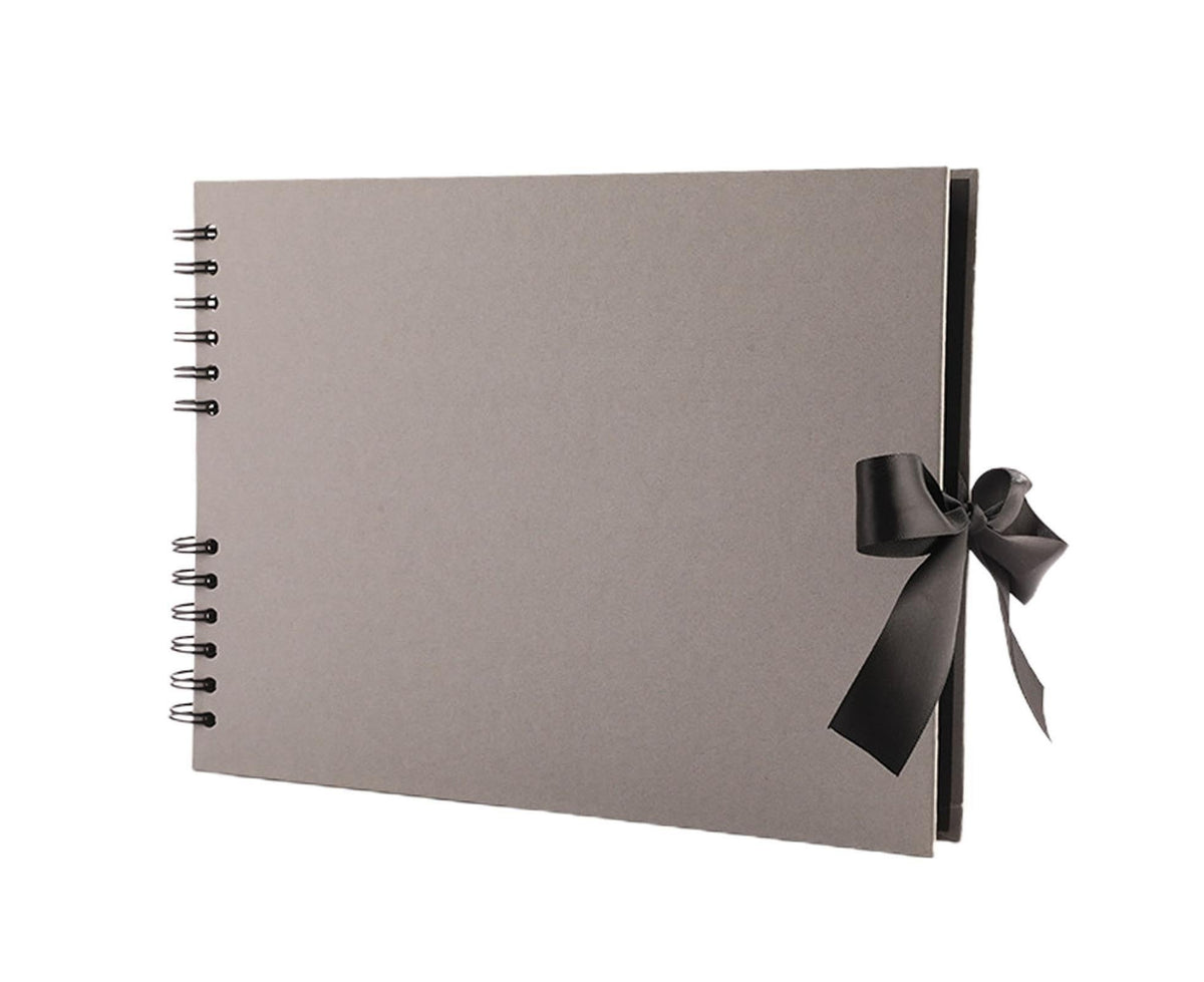 Double Coil Thickened Paper Ribbon Bowknot Photo Album 40 Sheets 80 Pages Stickup Picture Storage Book Photo Accessories - Grey