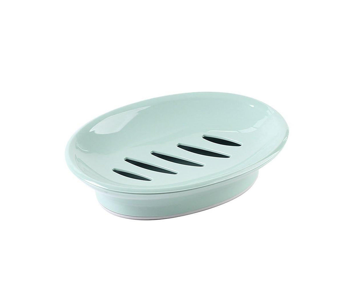 Double Layers Oval Soap Storage Holder Box Stand Kitchen Bathroom Accessories-Green