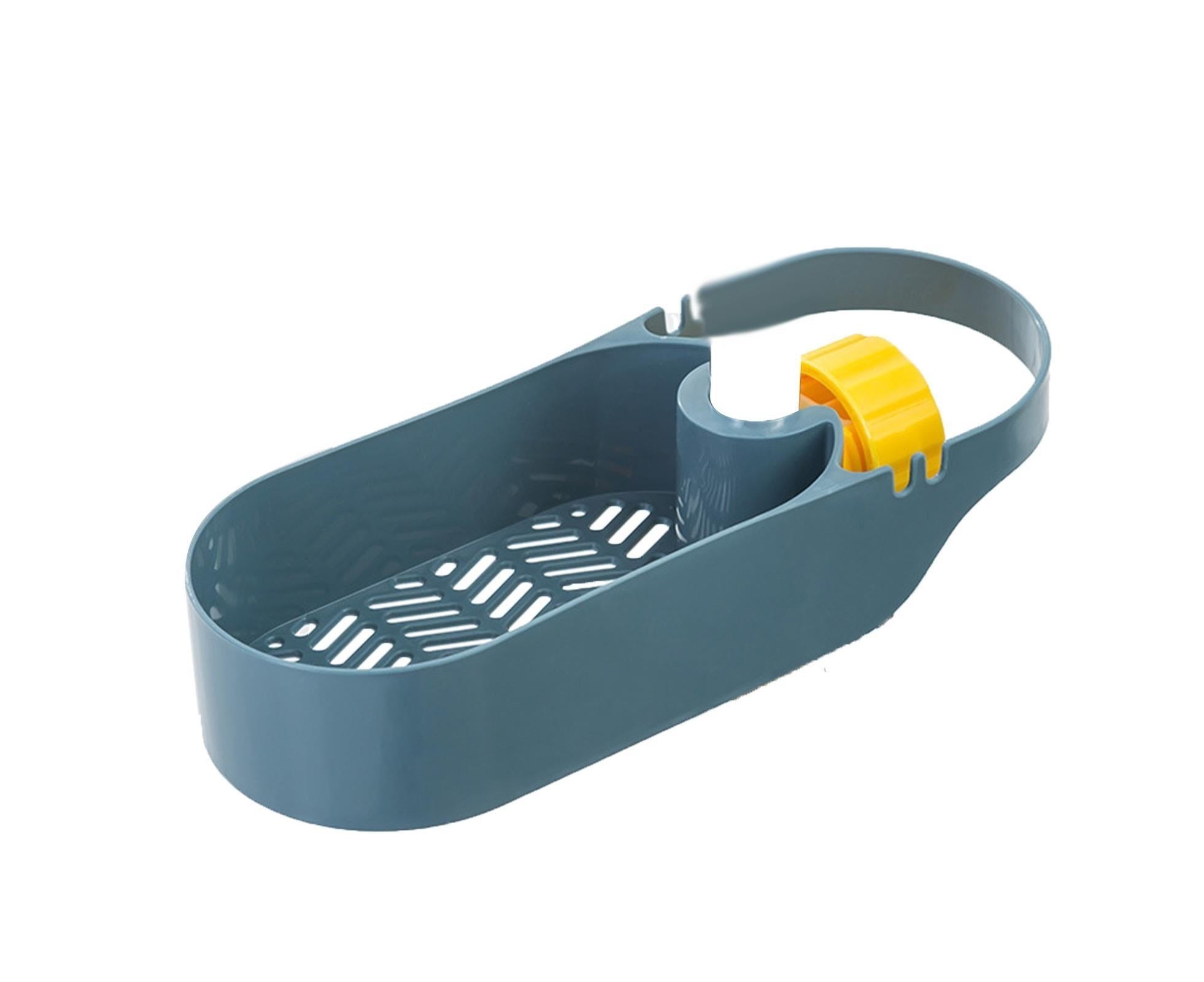 Drain Basket Multi-use Hollow Plastic Creative Soap Sponge Sink Rack Holder for Kitchen-Blue