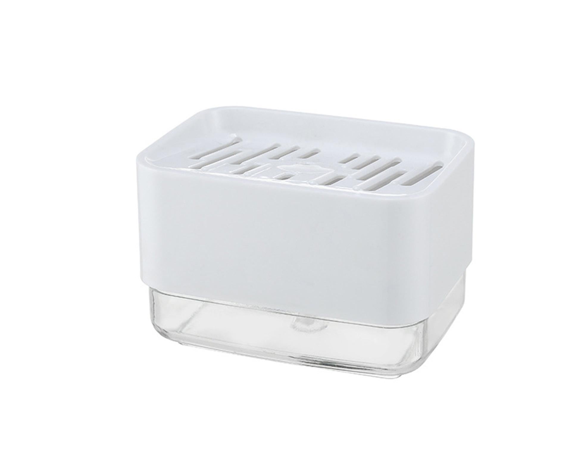 Innovative Dish Soap Dispenser Decorative HIPS 2 in 1 Liquid Detachable Soap Storage Case Holder for Home-White