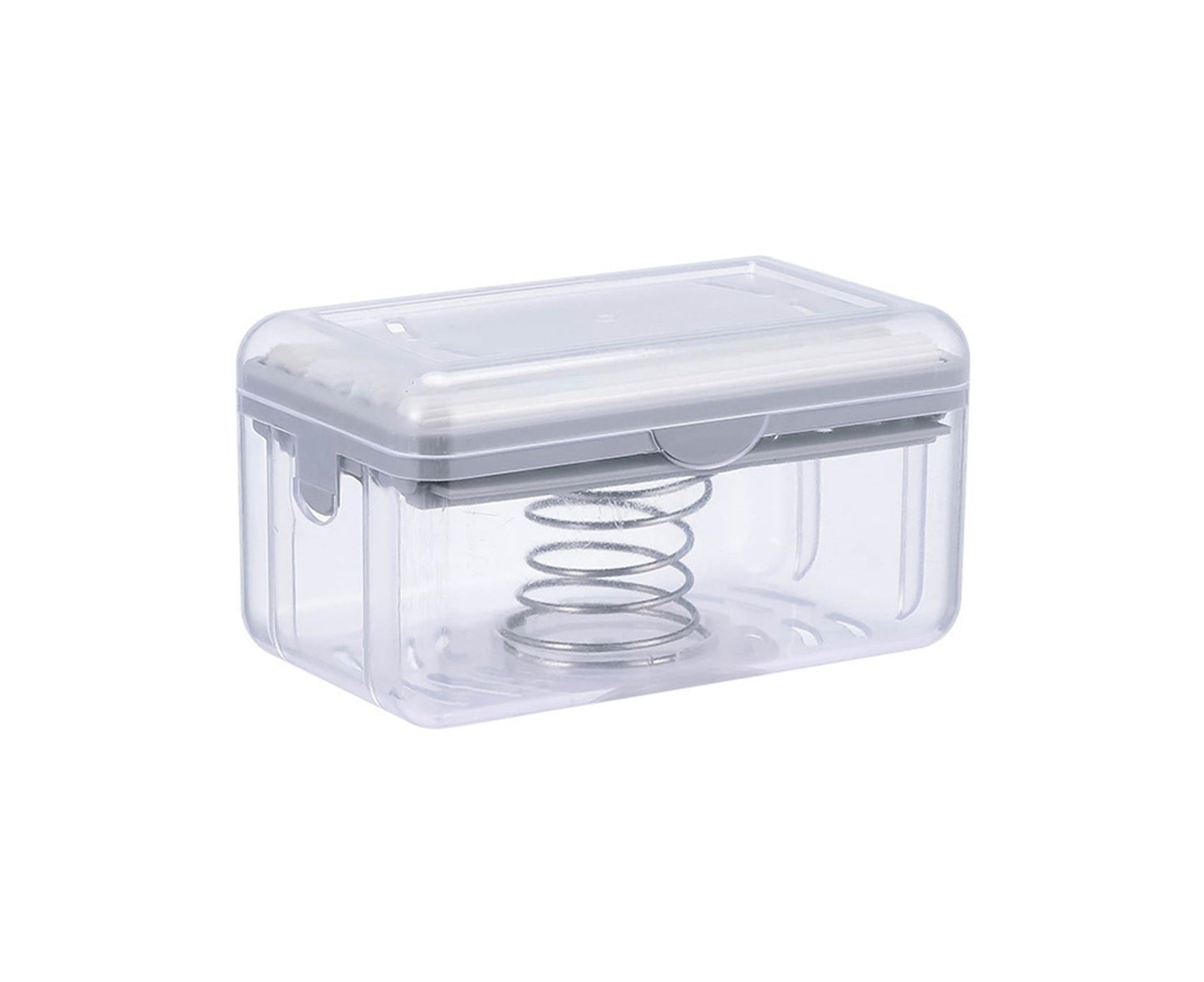 Multifunctional Soap Box Drainable Eco-friendly Built-in Spring Soap Holder Household Supplies-Grey