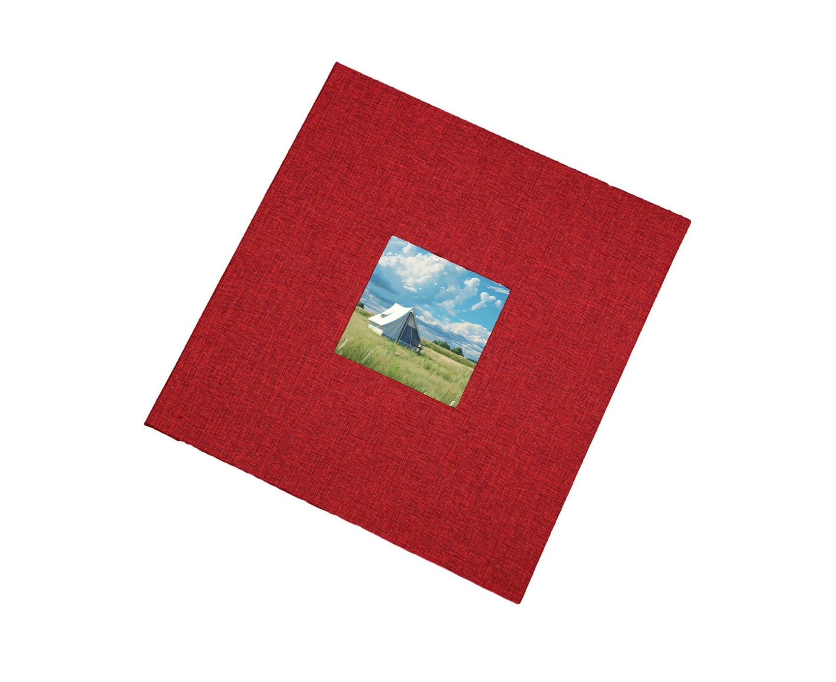 Photo Album 40 Pages Linen Cover Hardcover Reusable Sticky Stamp Collection Book Family Photos Storage Memory Book Scrapbook with Box - Red