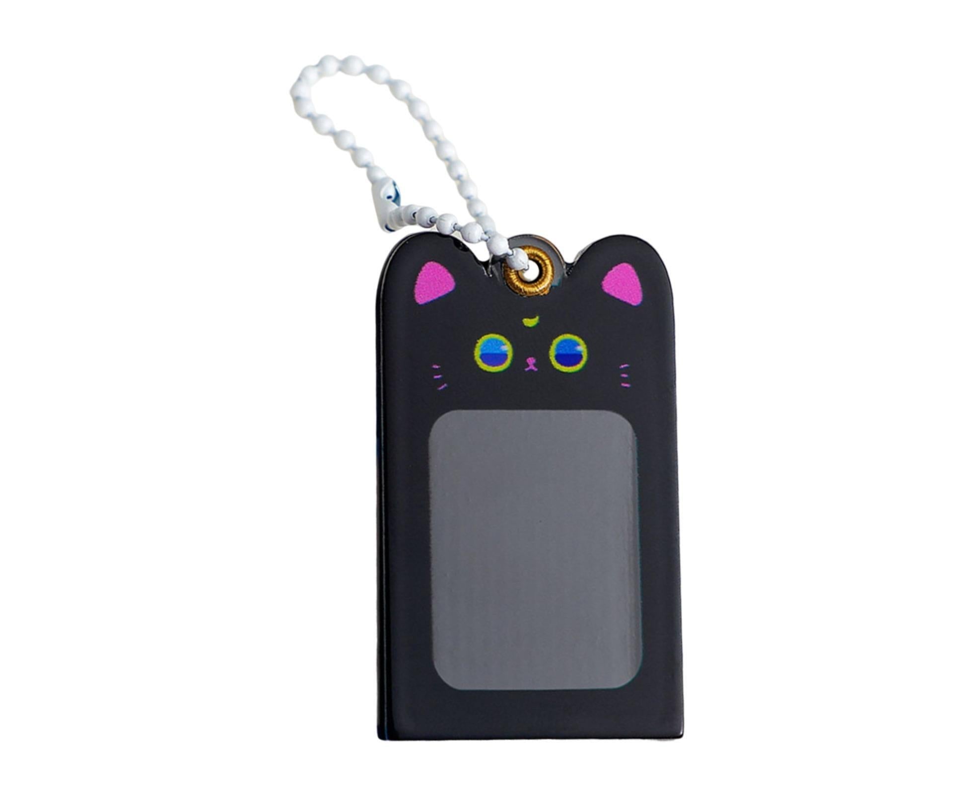 Photo Keychain Creative Acrylic Cartoon Cat Photo Frame Hanging Pendant for Daily Use-Black