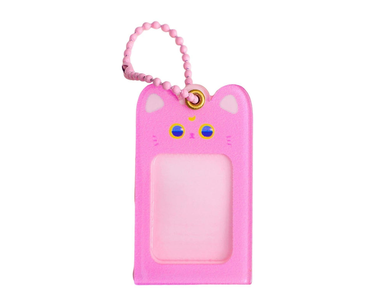 Photo Keychain Creative Acrylic Cartoon Cat Photo Frame Hanging Pendant for Daily Use-Pink