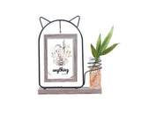 Picture Frame Double Sided Stable Base Smooth Edge High Strength Rustproof Decorative Burr Free Desktop Photo Frame with Hydroponic Vase Home Supplies