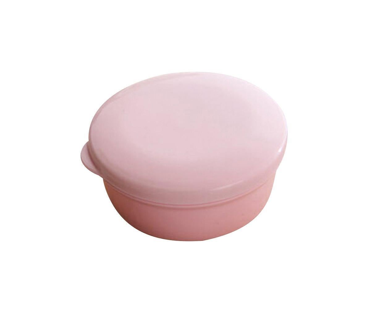 Portable Home Travel Round Plastic Bathroom Shower Soap Storage Seal Box Holder-Pink