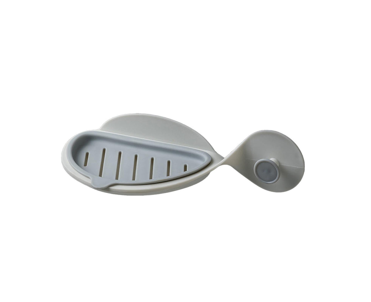 Punch Free Soap Tray Moisture-proof PP Whale Shape Wall Hanging Draining Soap Dish for Bathroom-Light Grey