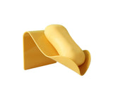 Seamless Wall-Mounted Hole-Free Soap Holder Bathroom Drainage Storage Rack Box-Yellow