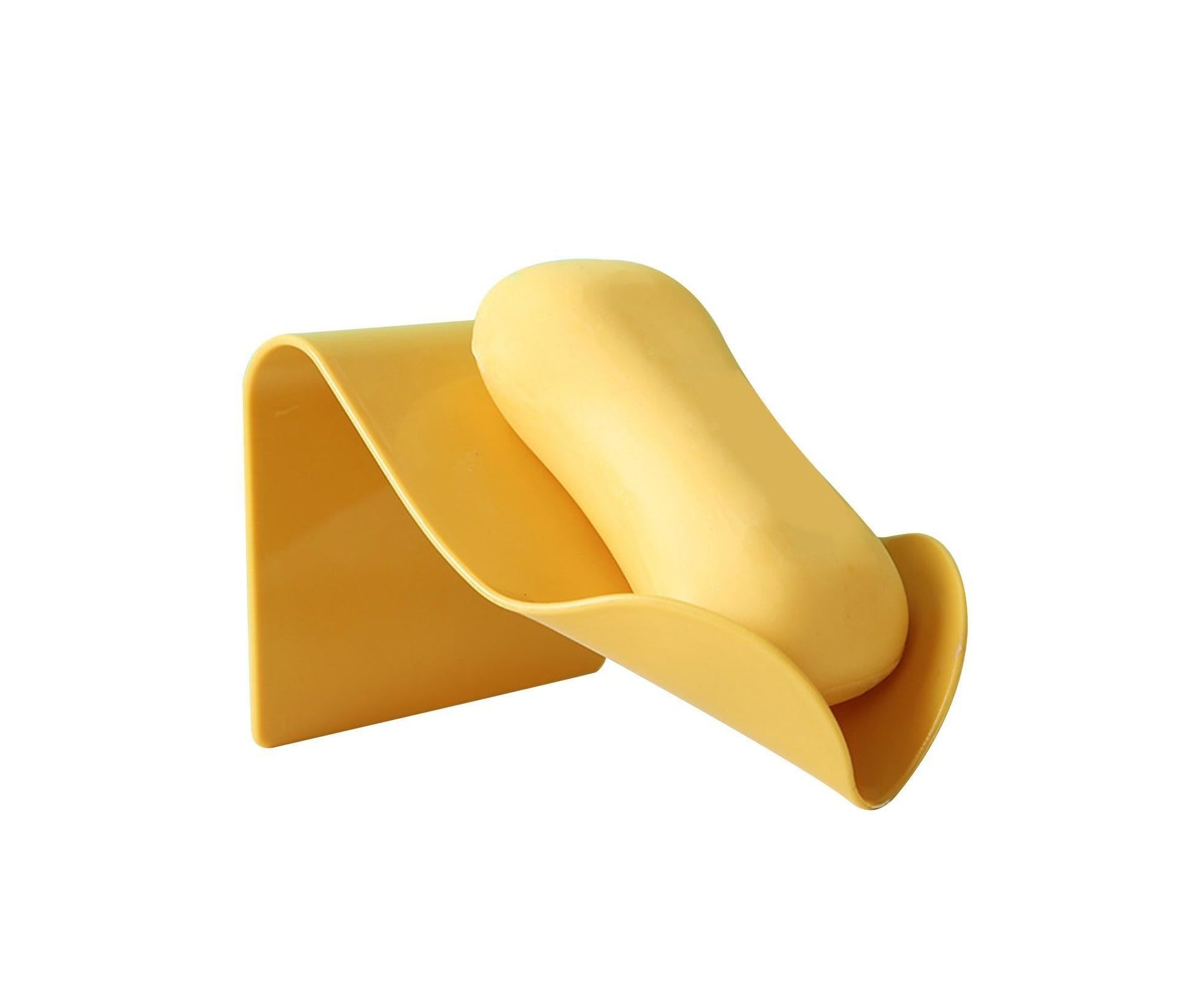 Seamless Wall-Mounted Hole-Free Soap Holder Bathroom Drainage Storage Rack Box-Yellow