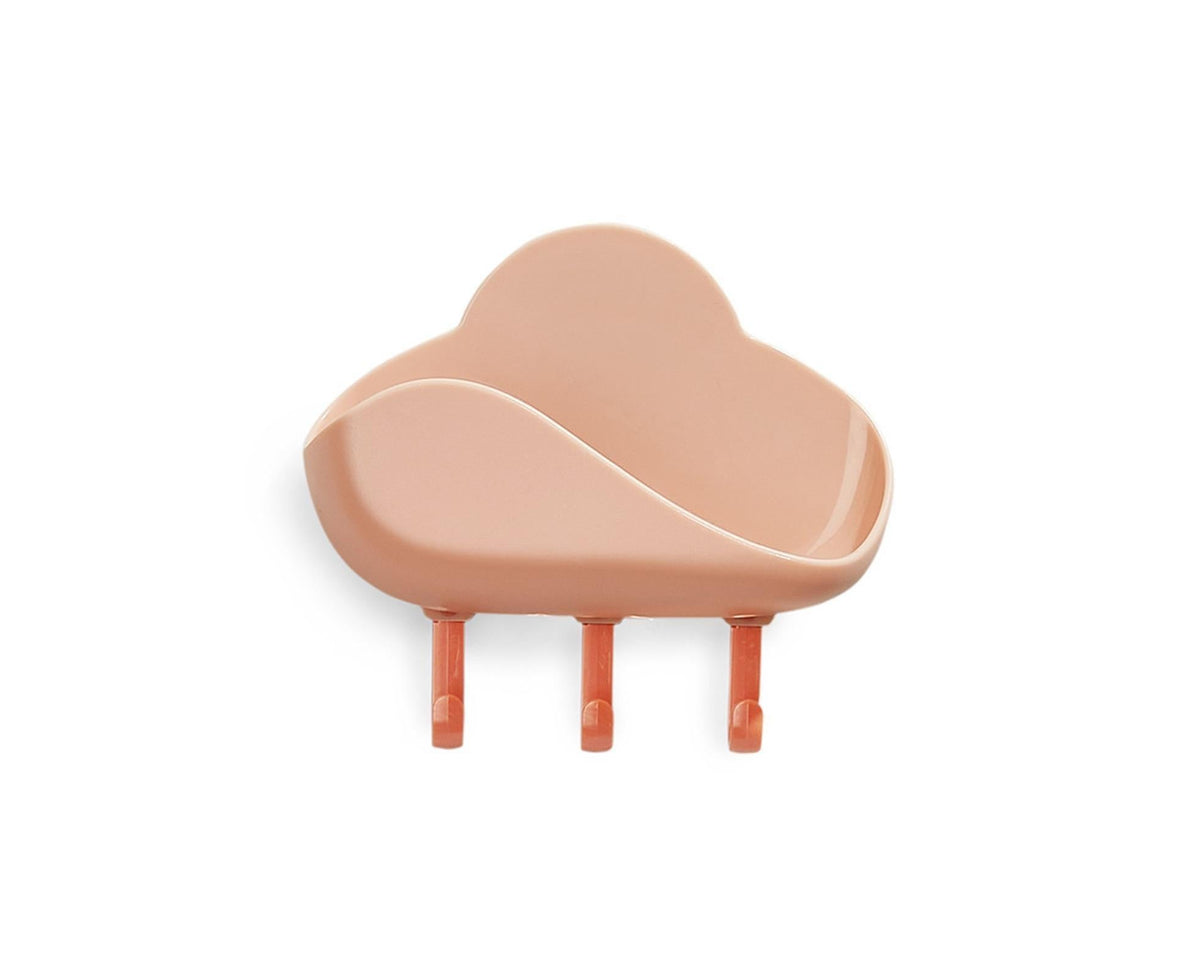 Selfdhesive Soap Box Hooked Cloud Shape Long Lasting Storage Shelf for Home-Red