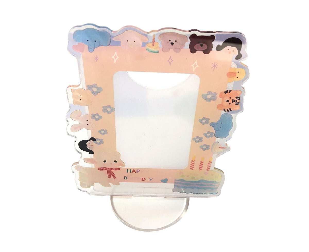 Sign Stand Ornament Irregular Wave Edge Acrylic Flower Pattern Surrounding 3 Inch  Album Photocard Stand Household Use