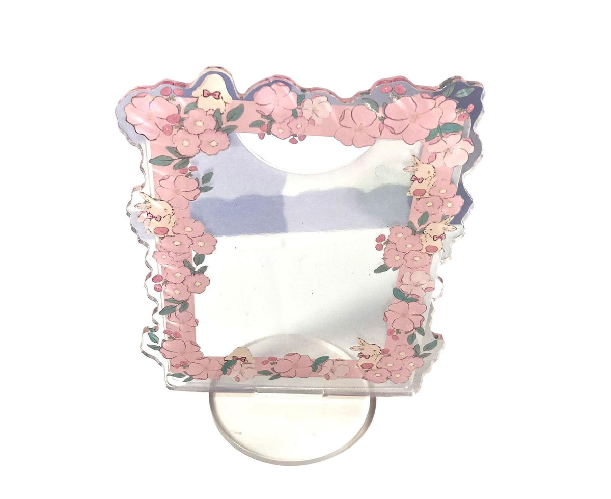 Sign Stand Ornament Irregular Wave Edge Acrylic Flower Pattern Surrounding 3 Inch  Album Photocard Stand Household Use