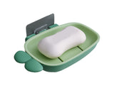 Soap Box Double Layer Punch-free PP Wall Mount Home Soap Dishes for Bathroom-Green