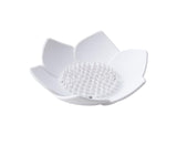 Soap Box Non-slip Lightweight Lotus Shape Box Silicone Draining Soap Dish for Home-White