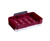 Soap Box Punch Free Good Load Capacity Plastic Soap Holder with Water Tray for Home - Red