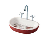 Soap Dish Creative Punch-free Double Layers Vanity Sink Shape Draining Soap Dish Bathroom Accessory-Wine Red