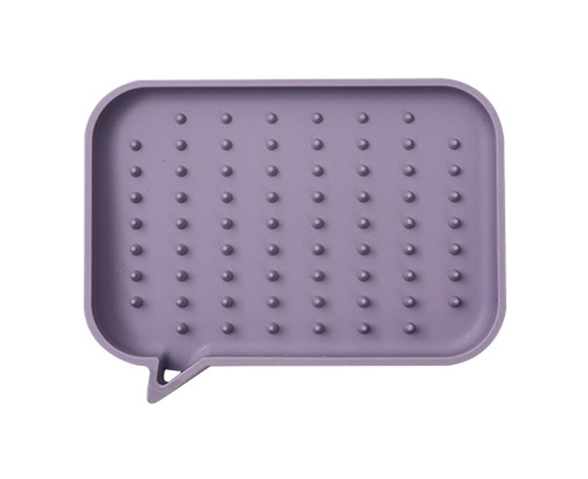 Soap Dish Rectangle Minimalist Silicone Tear-resistant Sponge Holder for Kitchen-Purple