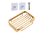 Soap Dish Self-draining Easy Installation Space Aluminum Simple Reused Soap Box for Shower - Golden