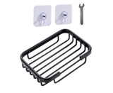 Soap Dish Self-draining Easy Installation Space Aluminum Simple Reused Soap Box for Shower-Black