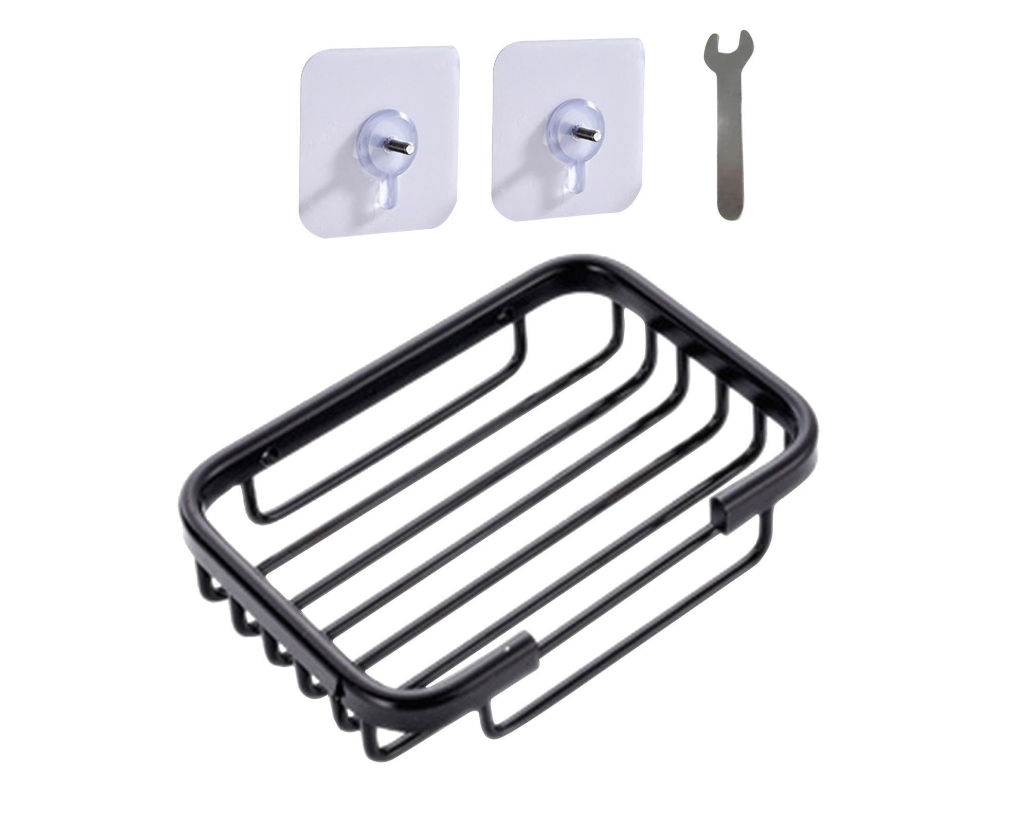Soap Dish Self-draining Easy Installation Space Aluminum Simple Reused Soap Box for Shower-Black