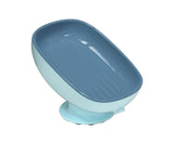 Soap Dish Self-Draining Keep Soap Dry Double Layer Design Super Suction Cup Soap Dish Bathroom Supplies -Blue