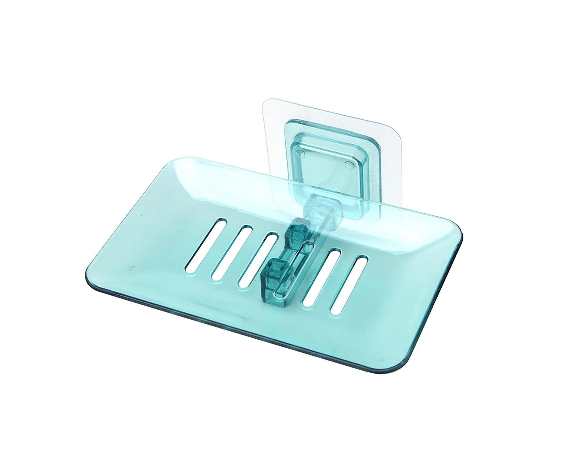 Soap Holder Easy to Install Selfdhesive PVC Bathroom Soap Holder for Home-Green