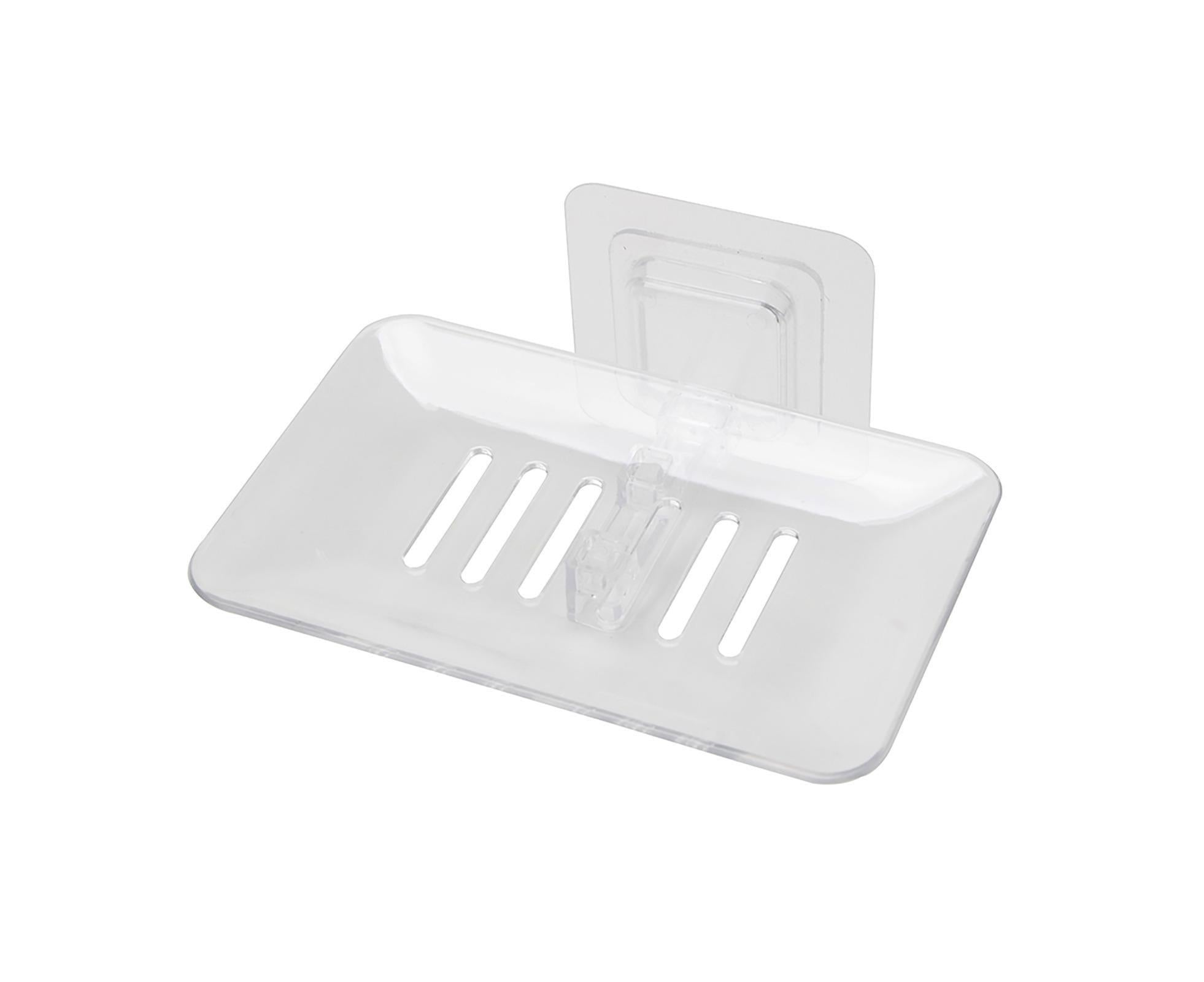 Soap Holder Easy to Install Selfdhesive PVC Bathroom Soap Holder for Home-White