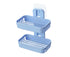 Soap Rack Multifunctional Punch-free Hollow Design Wall-mounted Double-deck Drainage Soap Storage Holder for Bathroom-Blue