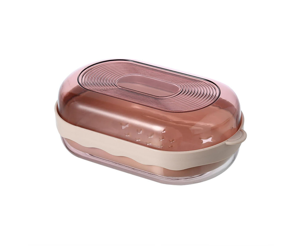 Soap Tray Corrosion-resistant Keep Soap Dry with Lid Countertop Multipurpose Storage Holder for Bathroom-Red
