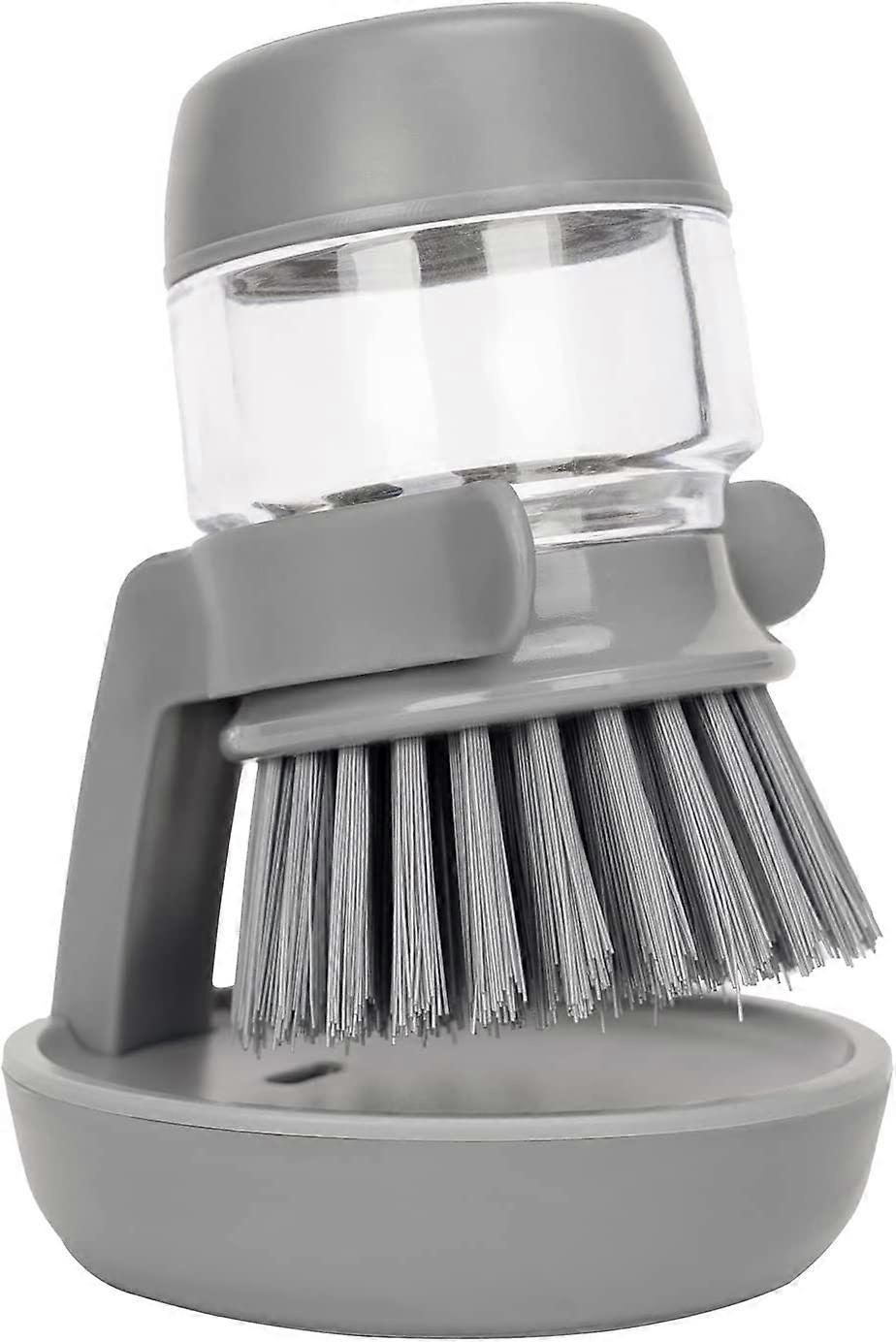 Soap Brush with Organizer, Kitchen Dish Brush Set for Cleaning Pots and Pans (Grey)