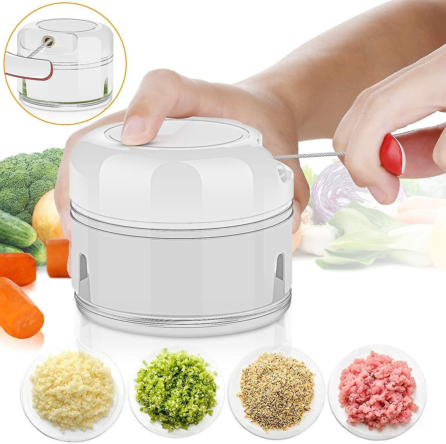 Vegetable Chopper, Mini Onion Chopper, Multi Chopper, Manual Small Onion Chopper, 170ml, White