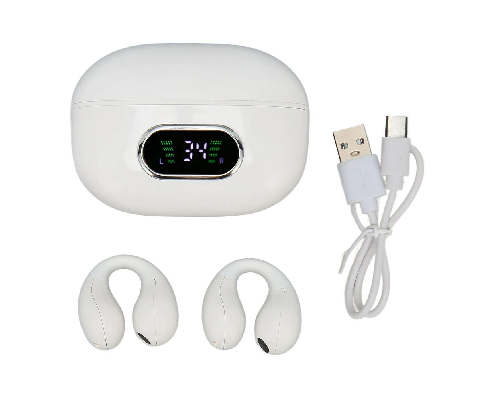 Bluetooth Translator Earphone 144 Languages Stereo Clip On Translation Earbuds with Charging Case for Android IOS White