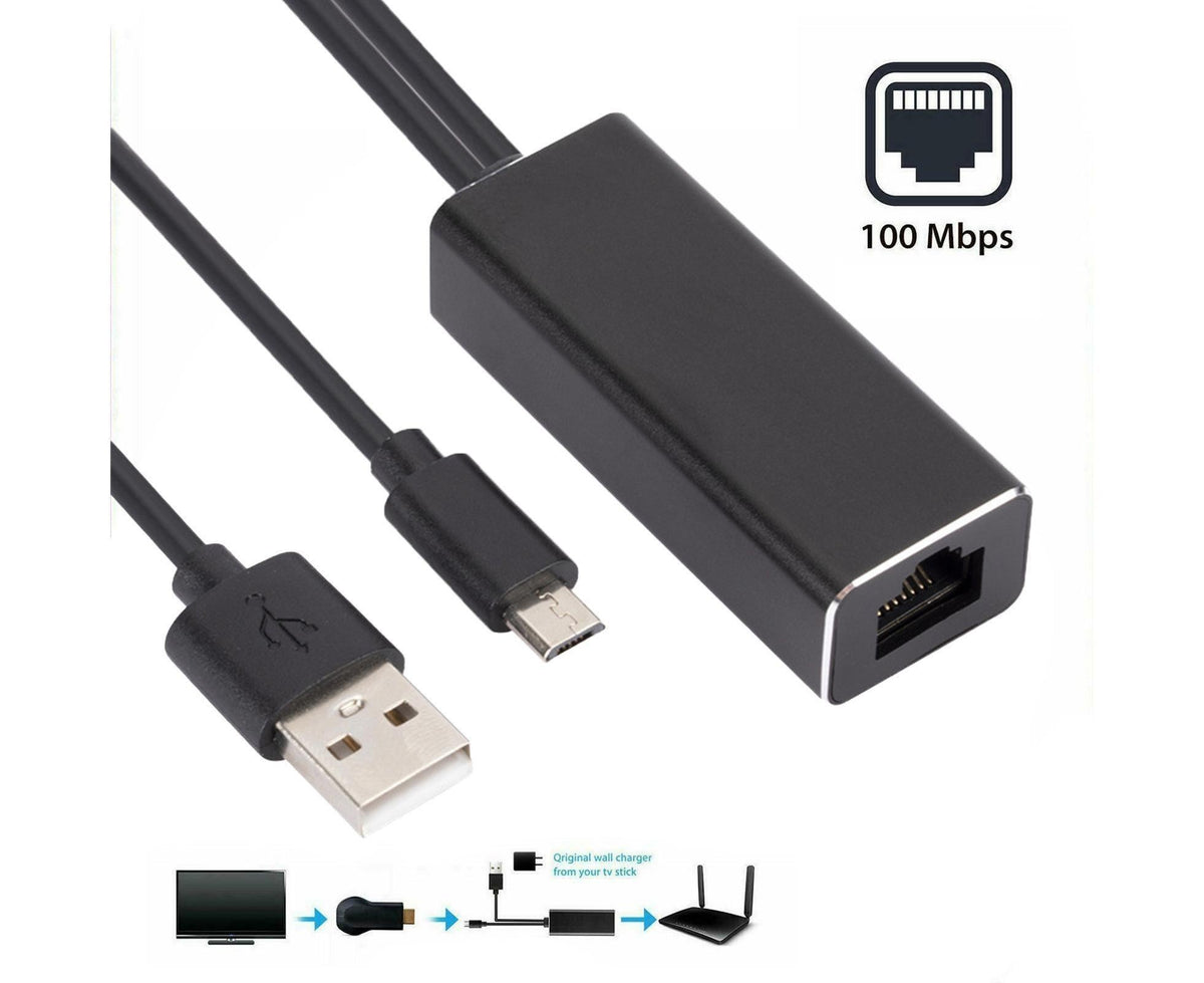 Wired Network Card High-speed Anti-interference Plug Play Micro USB2.0 10/100Mbps External WiFi Network Card for Desktop - Black