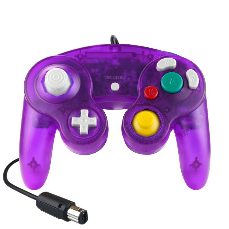 Wired Game Controller for NGC Console - Classic Design,Compatible with GameCube,Vibration Feature - Transparent Purple