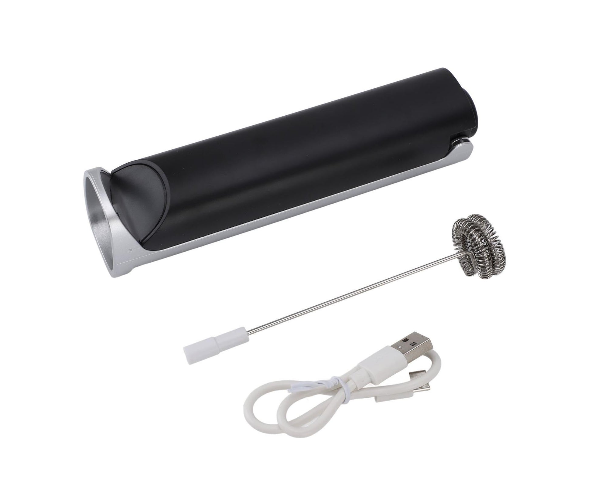 Handheld Milk Frother, Black, Dual Hoop Head, 3 Adjustable Gears, Electric Foam Maker for Coffee