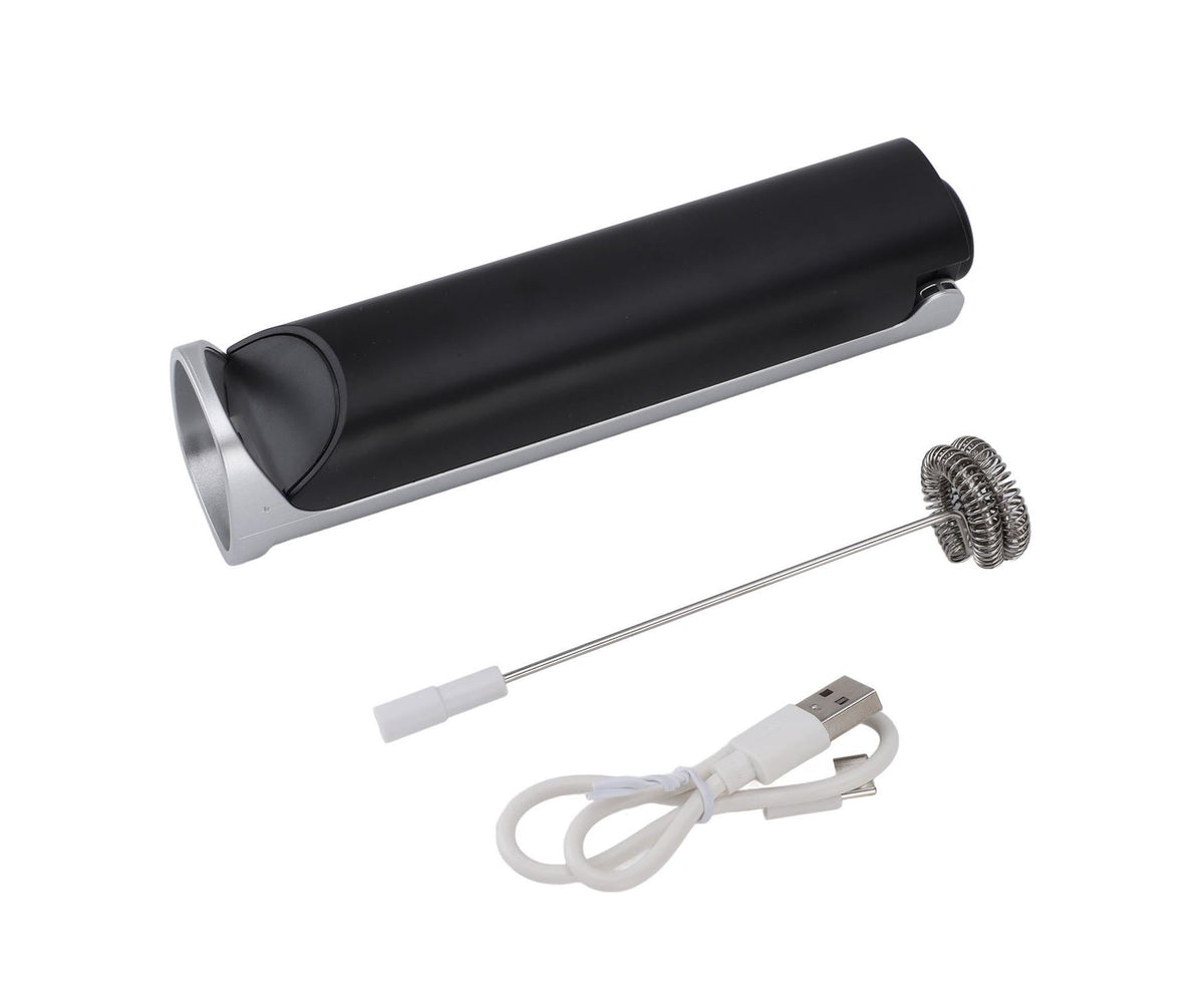 Handheld Milk Frother, Black, Dual Hoop Head, 3 Adjustable Gears, Electric Foam Maker for Coffee