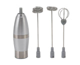 Electric Milk Frother, Handheld Battery Operated Drink Mixer, Portable Eggbeater with Stainless Steel Whisk