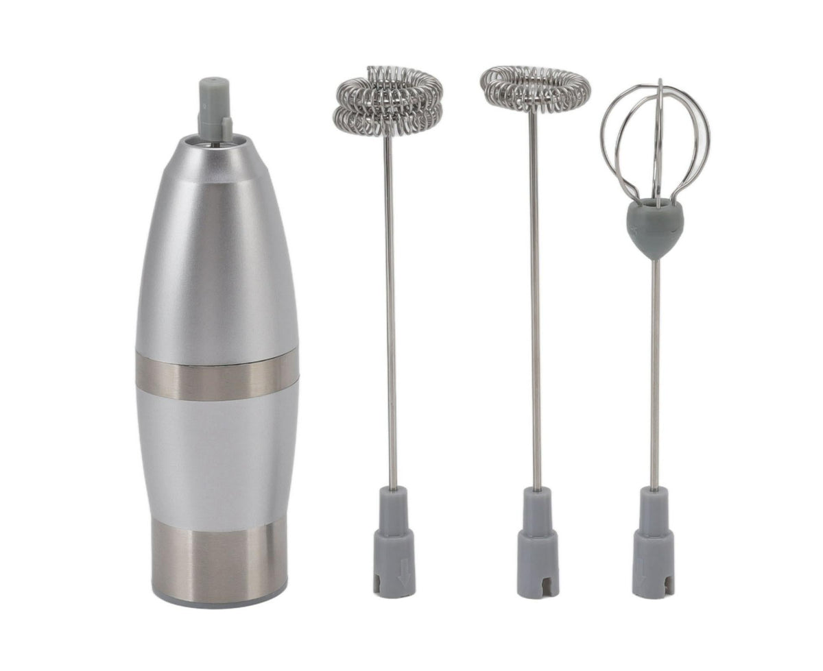 Electric Milk Frother, Handheld Battery Operated Drink Mixer, Portable Eggbeater with Stainless Steel Whisk