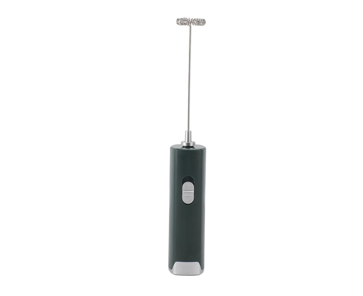 Electric Milk Frother, Multifunctional, Low Noise Mini Hand Wand for Coffee, Lattes, & Hot Chocolate, Dark Green