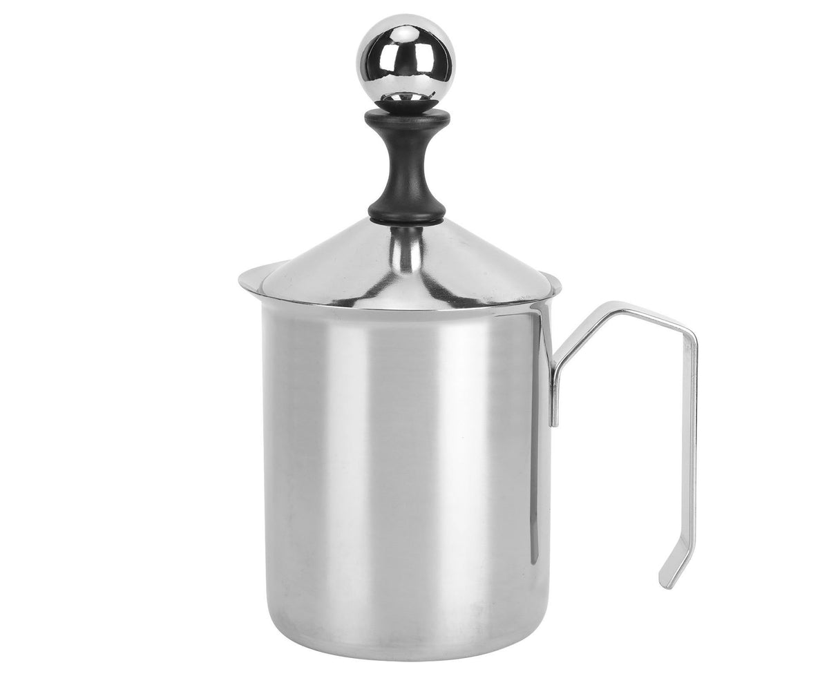 400cc Stainless Steel Manual Milk Frother, Foamer, Mixer, Stirrer for Coffee & Latte Art